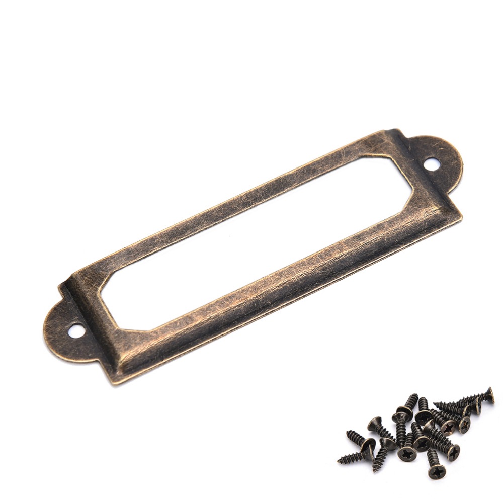 Antique Brass Metal Label Pull - Furniture Hardware Names avaliação e preço